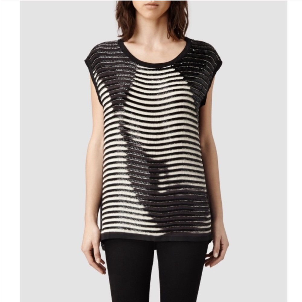 All Saints Arianna Silk & Hand Beaded Top